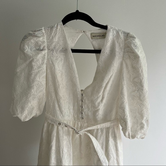 Nicholas Cellie Cotton Featherington Eyelet White Dress Size 2 - Picture 8 of 12
